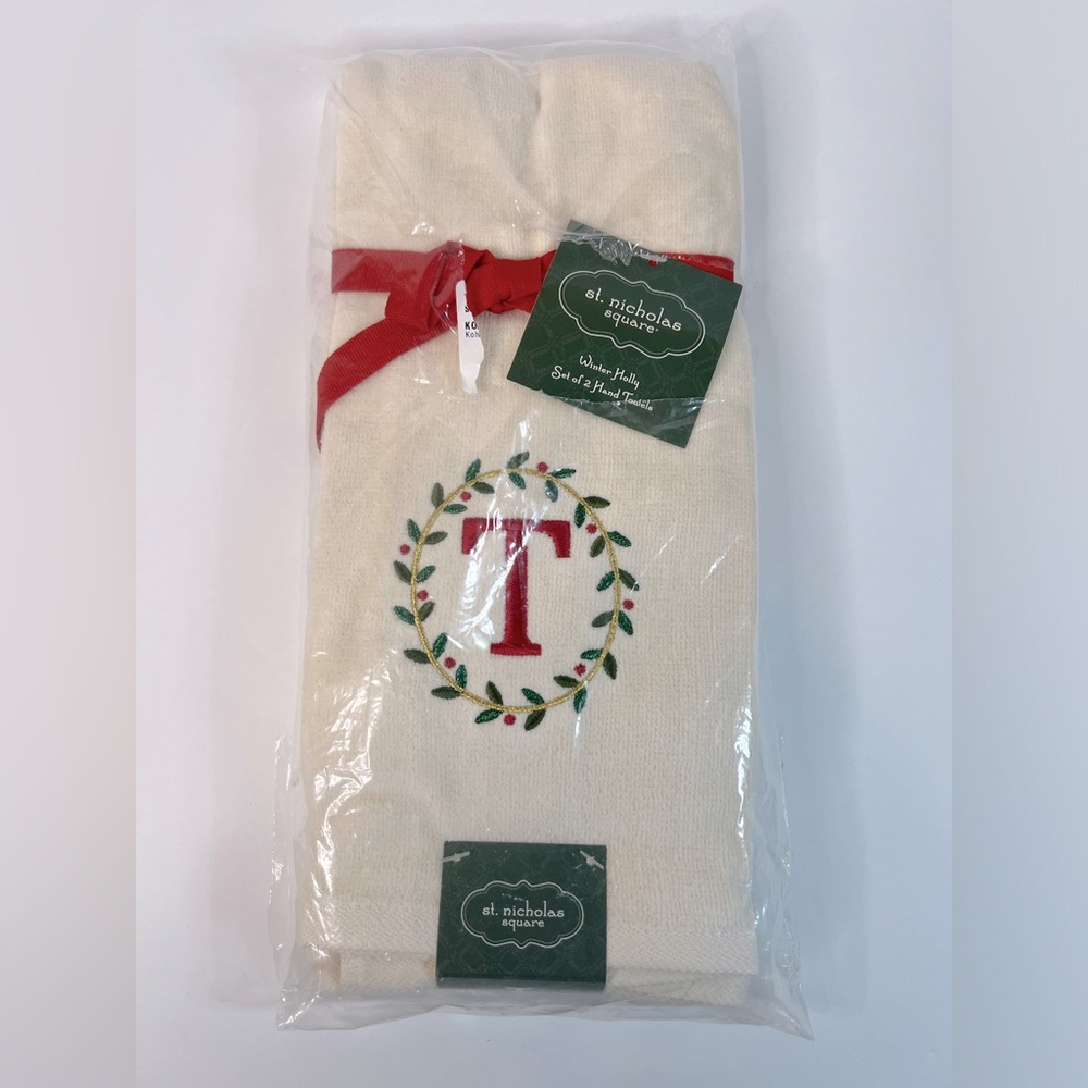 NWT St. Nicholas Square Monogram Hand Towel